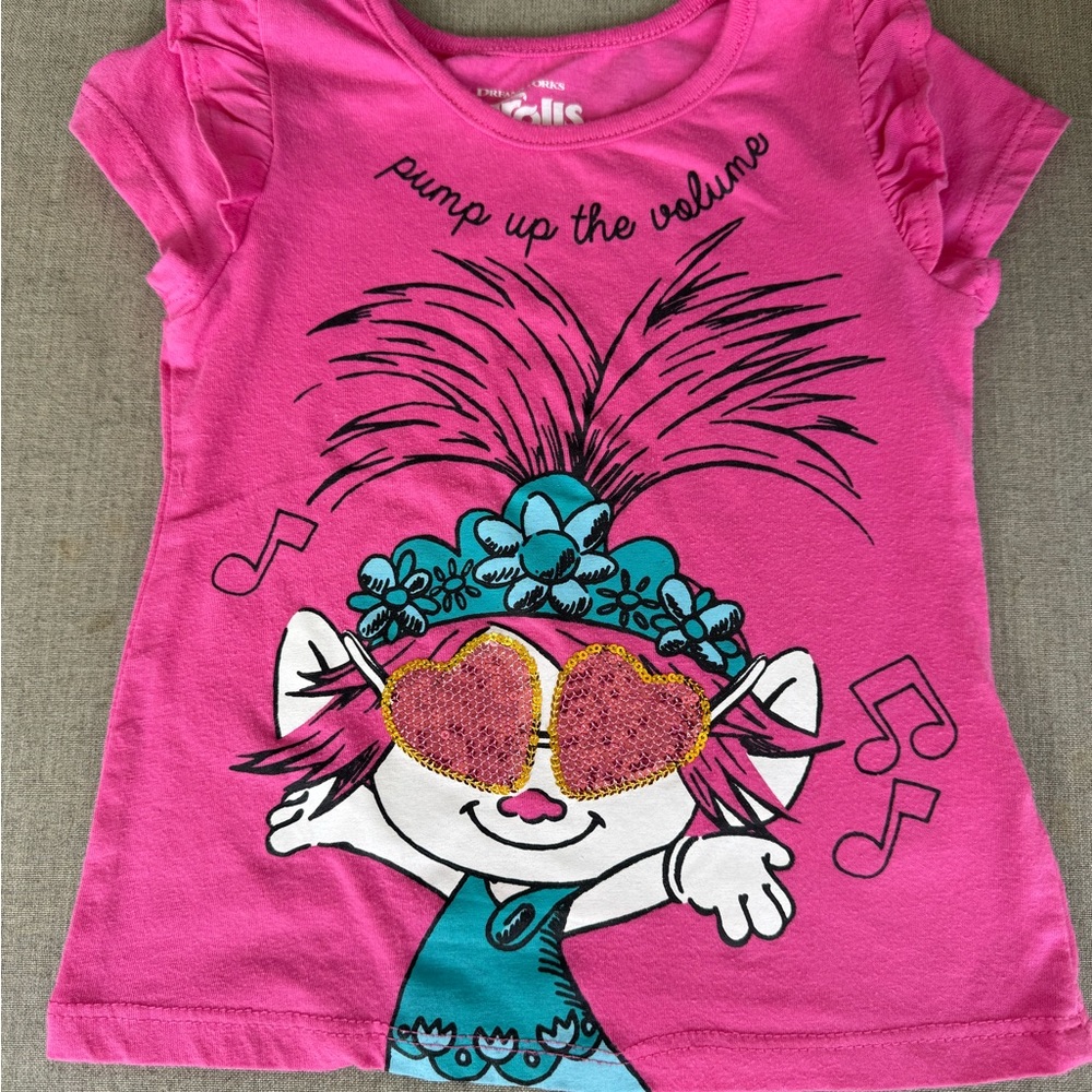 Dreamworks, Trolls, Shirt Sleeve, Shirt, Pink, Size 4T
